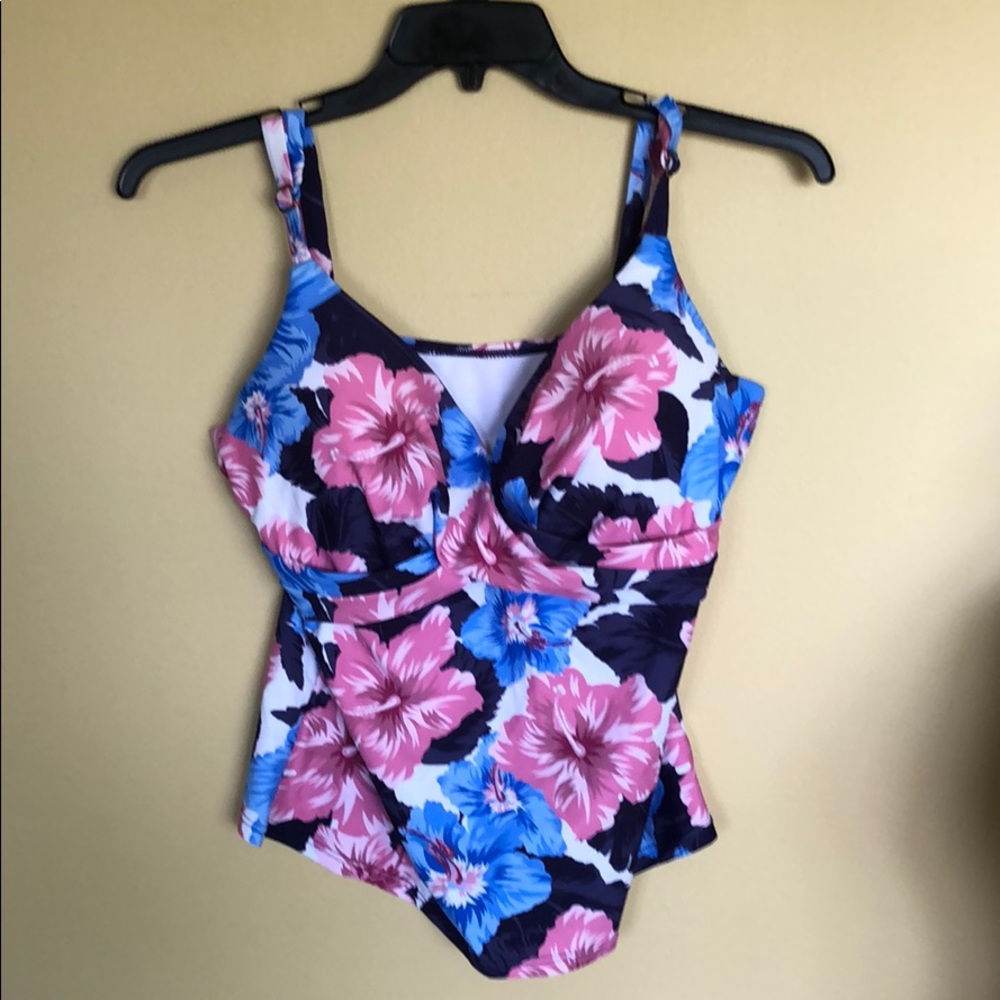 Island Escape Floral One-Piece Swimsuit — Pink & Blue